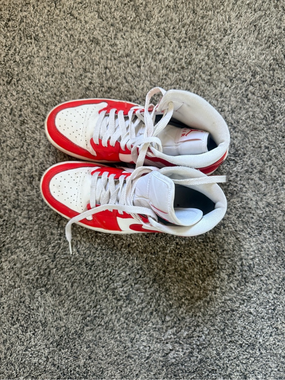 Nike Men's Red and White High-Top Sneakers